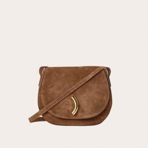 Little Liffner Maccheroni Suede Sadelvesker Dame Brune | 9517-DMFYJ