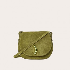 Little Liffner Maccheroni Suede Sadelvesker Dame Olivengrønne | 4357-PRXNT