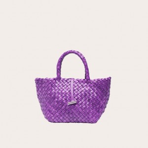 Little Liffner Mini Leather Basket Tote Dame Lilla | 7481-GBAXH