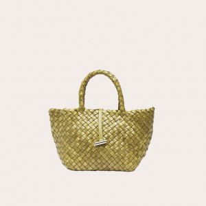 Little Liffner Mini Leather Basket Tote Dame Olivengrønne | 0476-YTDVO