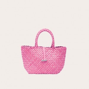 Little Liffner Mini Leather Basket Tote Dame Rosa | 4581-HSQFU