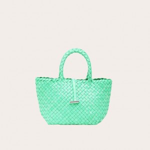 Little Liffner Mini Leather Basket Tote Dame Mint | 7150-PRJBU