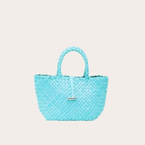 Little Liffner Mini Leather Basket Tote Dame Lyse Blå | 6347-DHFGJ