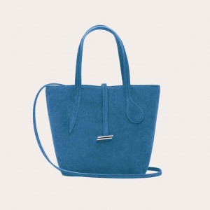 Little Liffner Sprout Mini Suede Tote Dame Blå | 0936-ZATUG