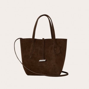 Little Liffner Sprout Mini Suede Tote Dame Mørke Brune | 3574-QJHTF