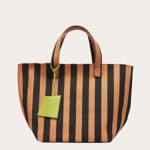 Little Liffner Stripe Tote Dame Beige | 5302-MICSV