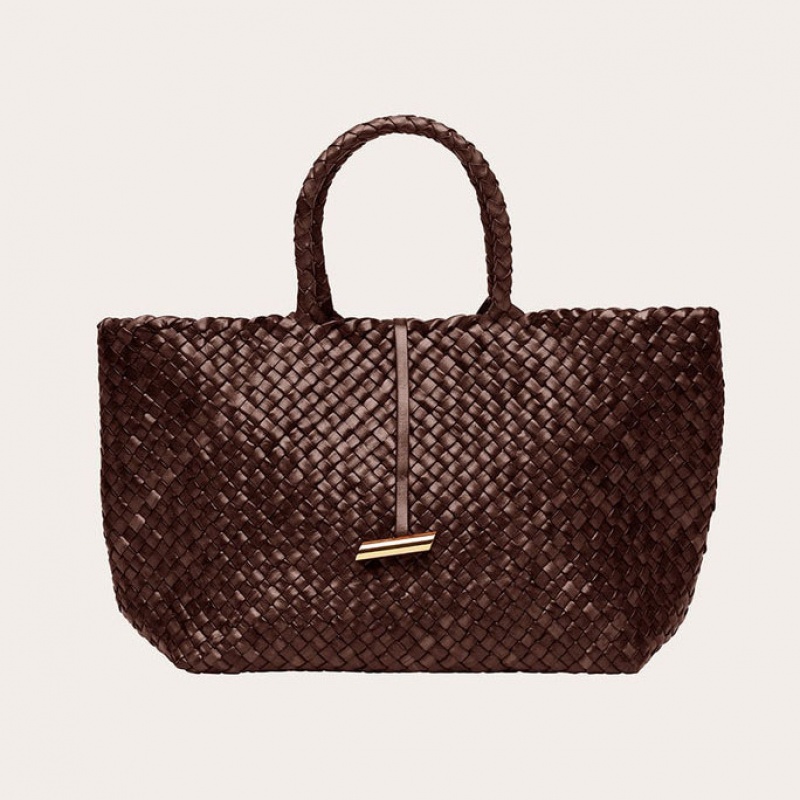 Little Liffner Large Leather Basket Tote Dame Mørke Brune | 9574-YPOGE