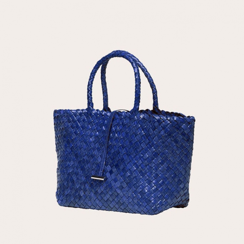 Little Liffner Midi Leather Basket Tote Dame Blå | 4859-GQOYN