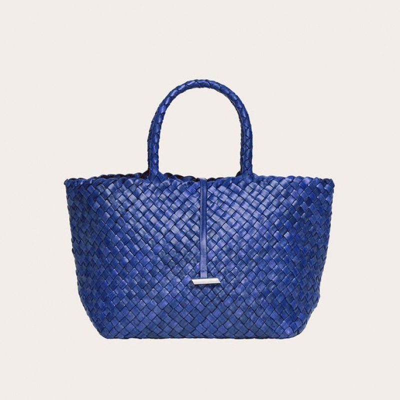 Little Liffner Midi Leather Basket Tote Dame Blå | 4859-GQOYN