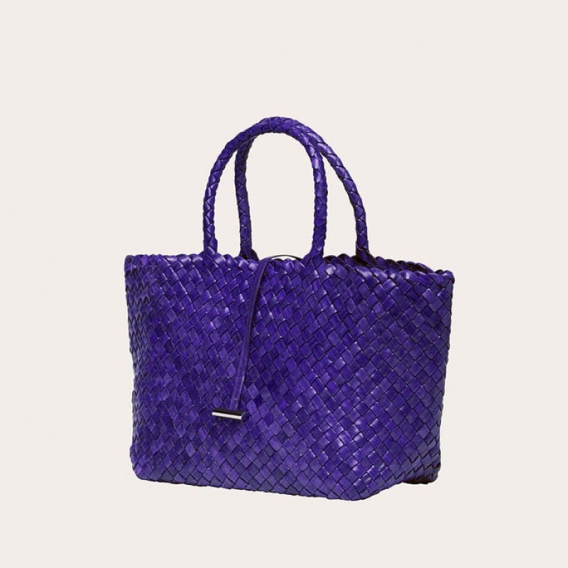 Little Liffner Midi Leather Basket Tote Dame Lilla | 5872-CLRZD