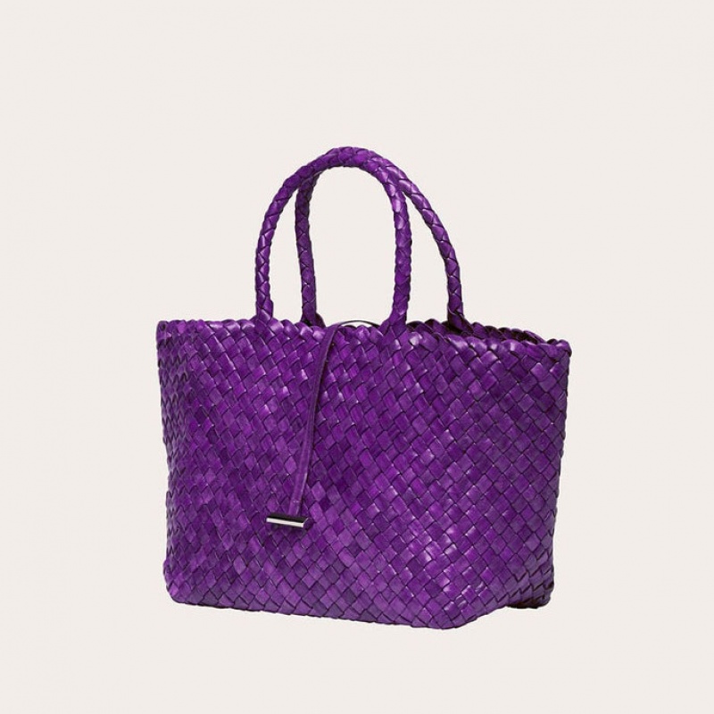 Little Liffner Midi Leather Basket Tote Dame Lilla | 6978-BQRPF