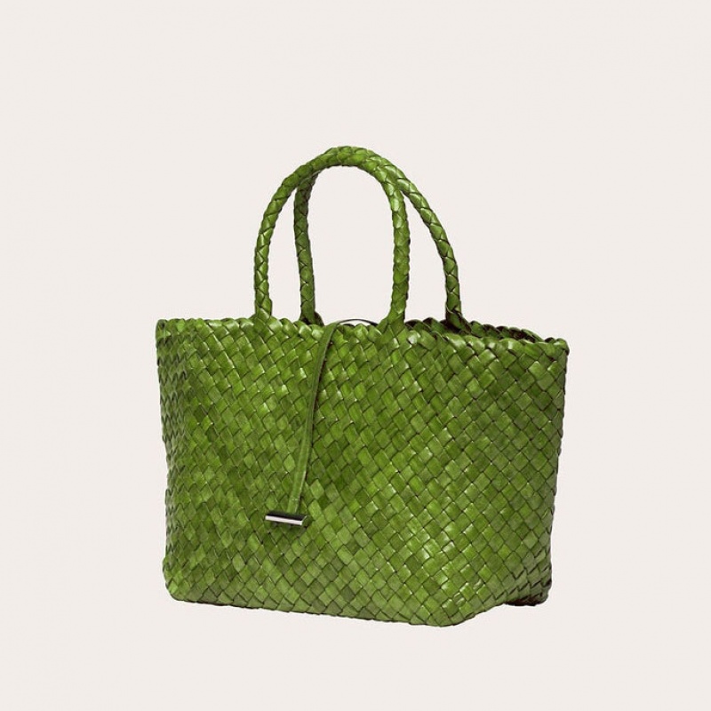 Little Liffner Midi Leather Basket Tote Dame Grønn | 4156-LCISK