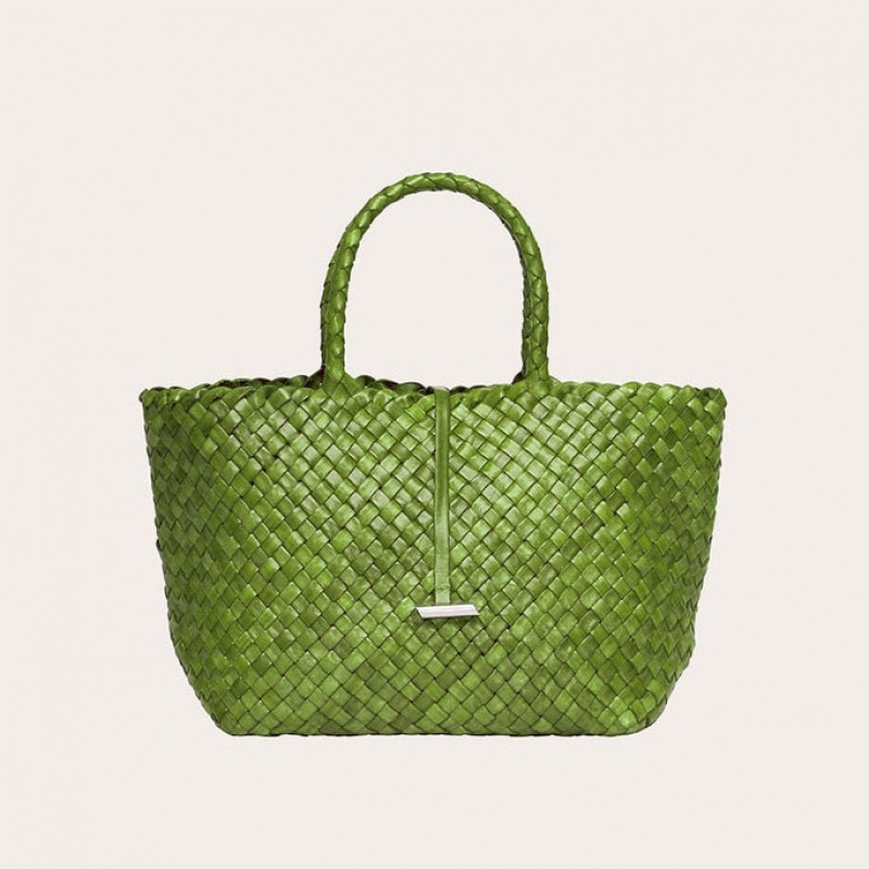 Little Liffner Midi Leather Basket Tote Dame Grønn | 4156-LCISK