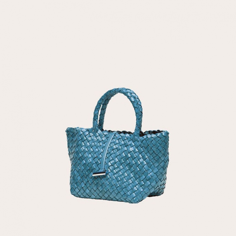 Little Liffner Mini Leather Basket Tote Dame Blå | 5174-ABRUO