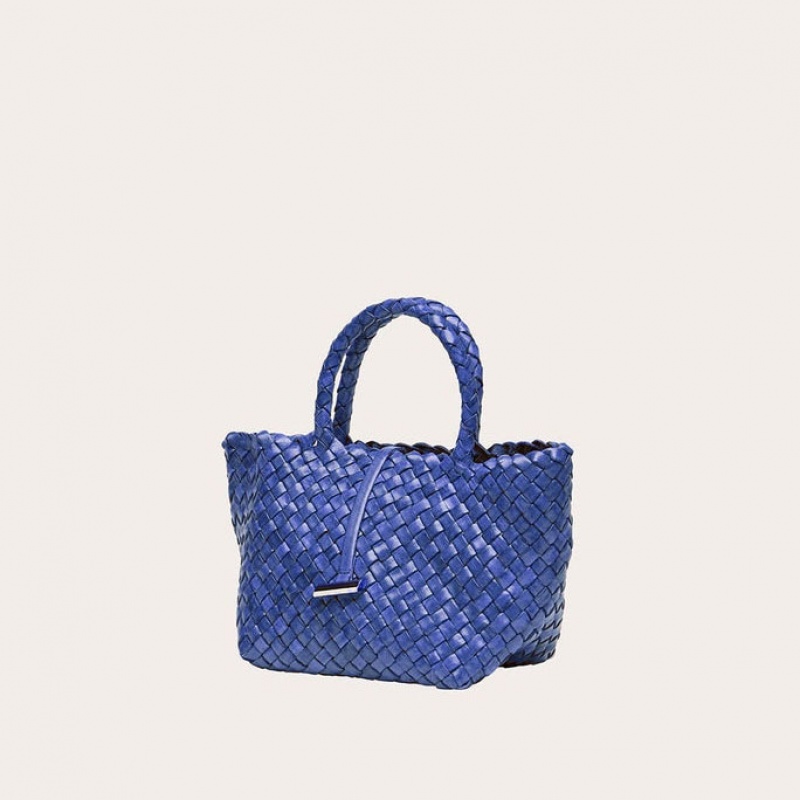 Little Liffner Mini Leather Basket Tote Dame Blå | 8497-HIAZU