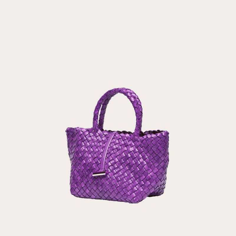 Little Liffner Mini Leather Basket Tote Dame Lilla | 7481-GBAXH