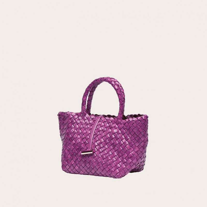 Little Liffner Mini Leather Basket Tote Dame Rosa | 2143-HBNKA