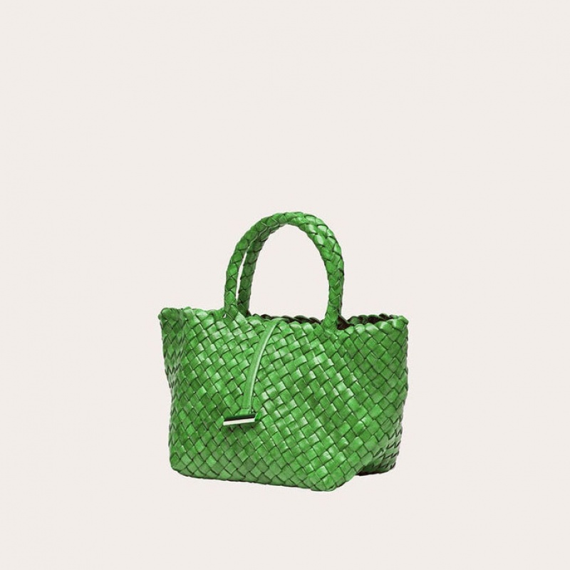 Little Liffner Mini Leather Basket Tote Dame Grønn | 1549-JBFNW