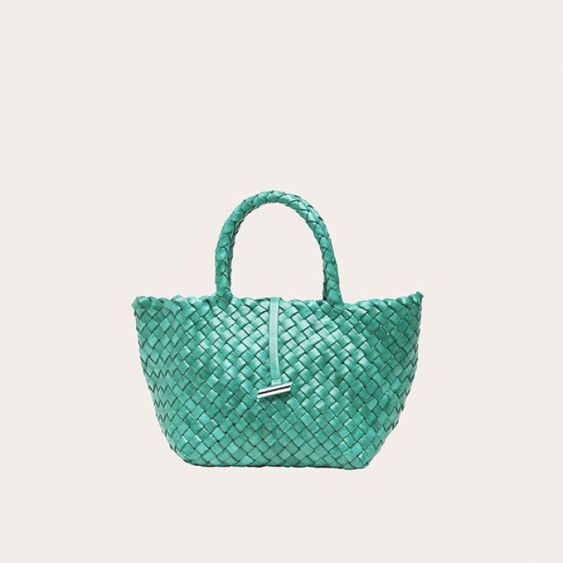 Little Liffner Mini Leather Basket Tote Dame Turkis | 9247-YGEZL