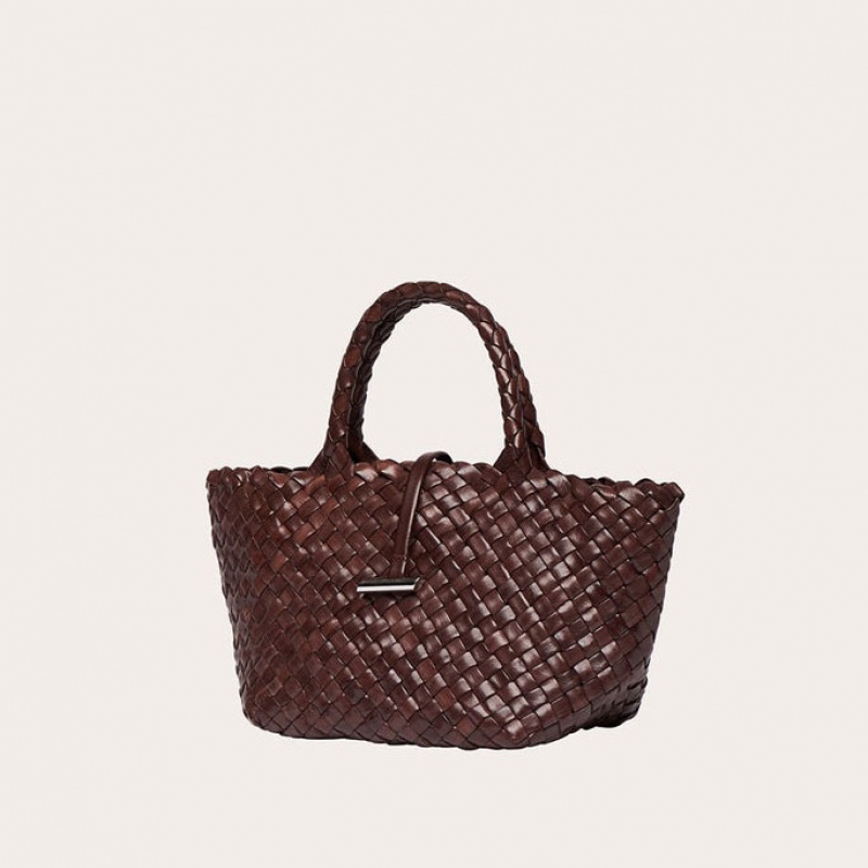 Little Liffner Mini Leather Basket Tote Dame Mørke Brune | 2631-RQJUN