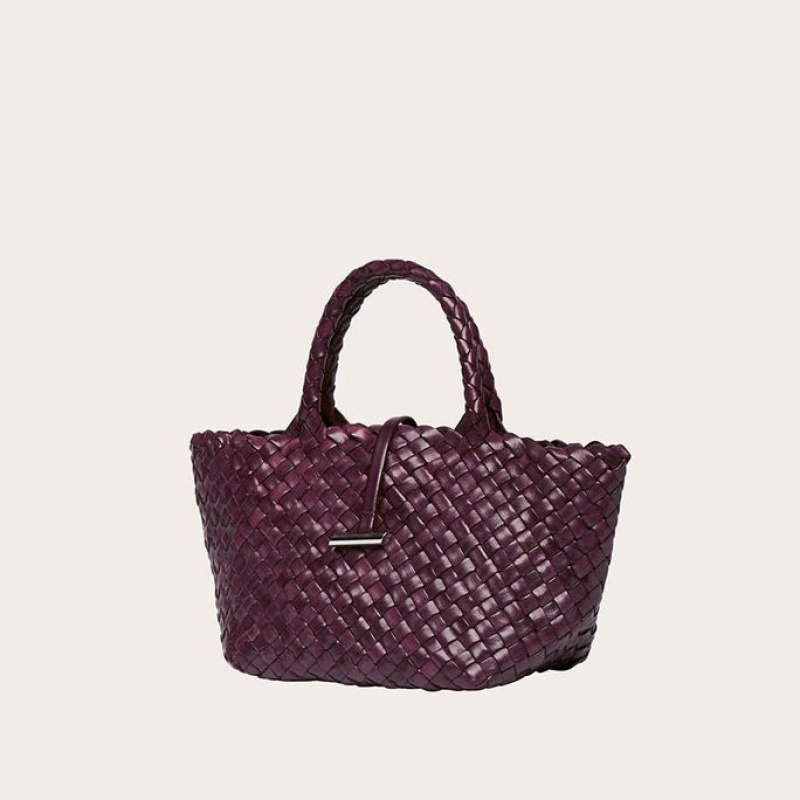 Little Liffner Mini Leather Basket Tote Dame Burgunder | 4813-YMAXI