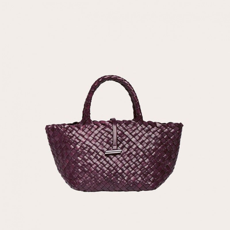 Little Liffner Mini Leather Basket Tote Dame Burgunder | 4813-YMAXI