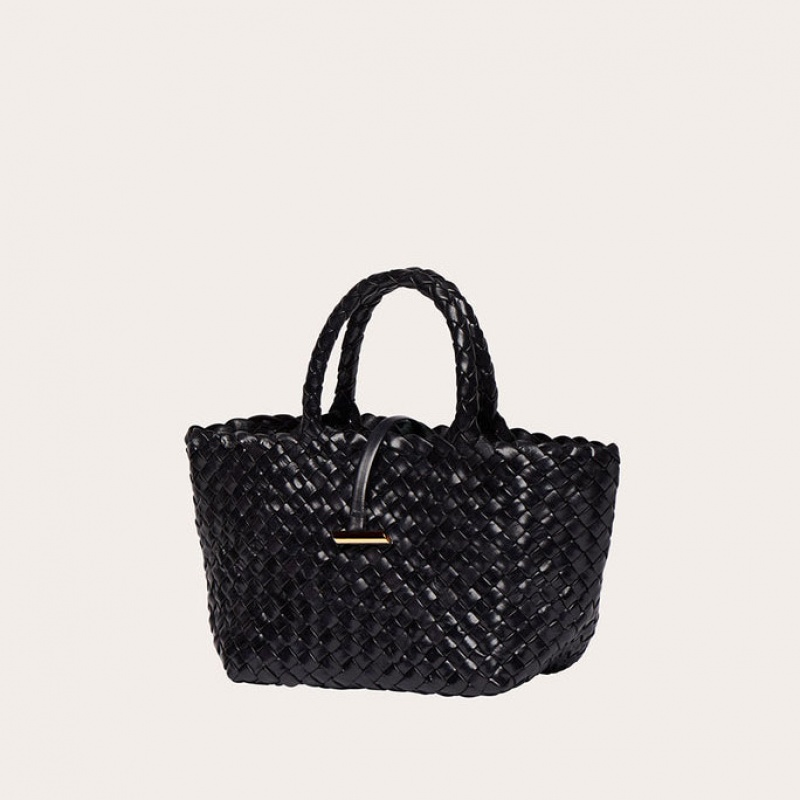 Little Liffner Mini Leather Basket Tote Dame Svarte | 6235-XAIHE