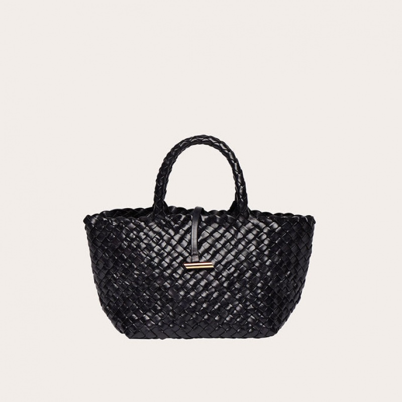 Little Liffner Mini Leather Basket Tote Dame Svarte | 6235-XAIHE