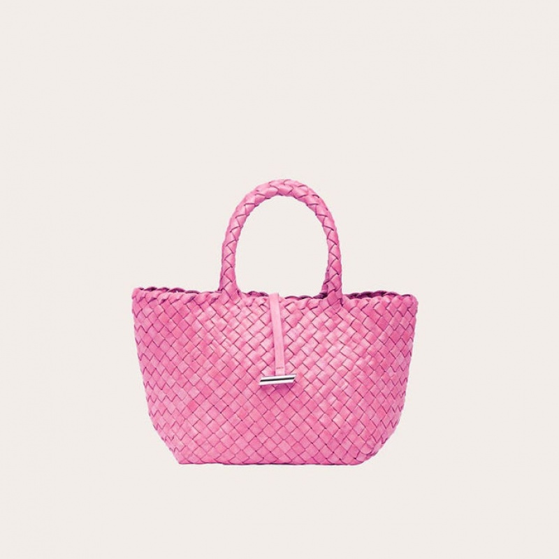 Little Liffner Mini Leather Basket Tote Dame Rosa | 4581-HSQFU