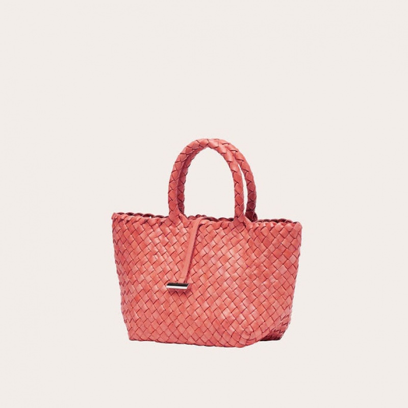 Little Liffner Mini Leather Basket Tote Dame Oransje | 9048-HWVLP