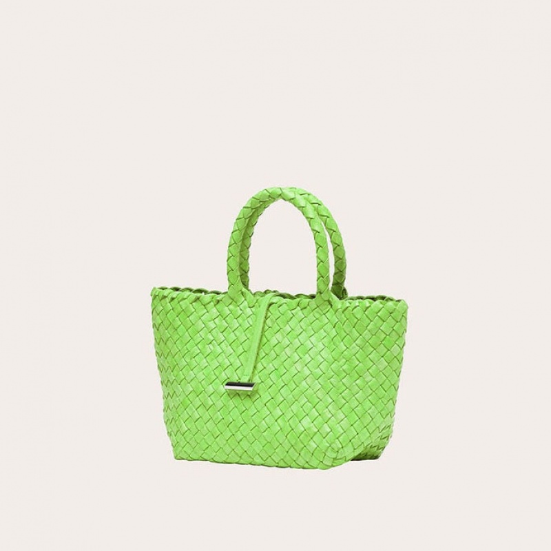 Little Liffner Mini Leather Basket Tote Dame Lyse Grønn | 0784-VOJFS