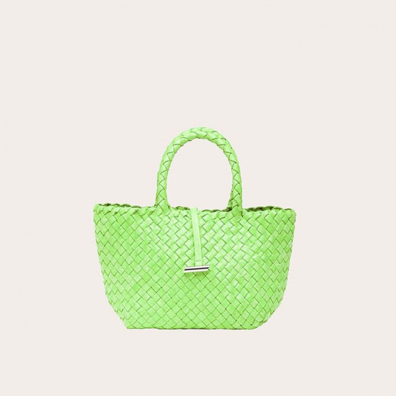 Little Liffner Mini Leather Basket Tote Dame Lyse Grønn | 0784-VOJFS