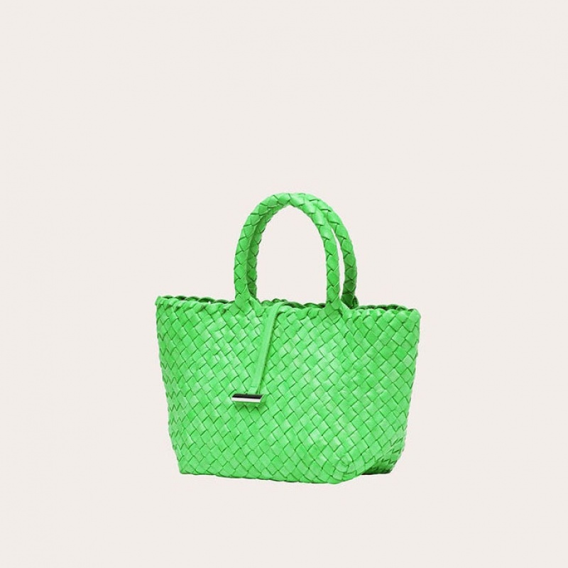 Little Liffner Mini Leather Basket Tote Dame Lyse Grønn | 2851-YXPMJ