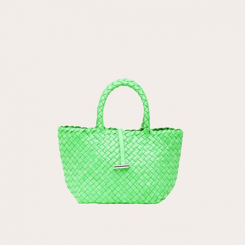 Little Liffner Mini Leather Basket Tote Dame Lyse Grønn | 2851-YXPMJ