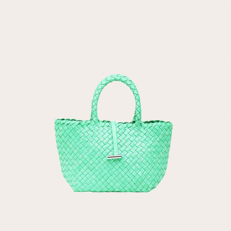 Little Liffner Mini Leather Basket Tote Dame Mint | 7150-PRJBU