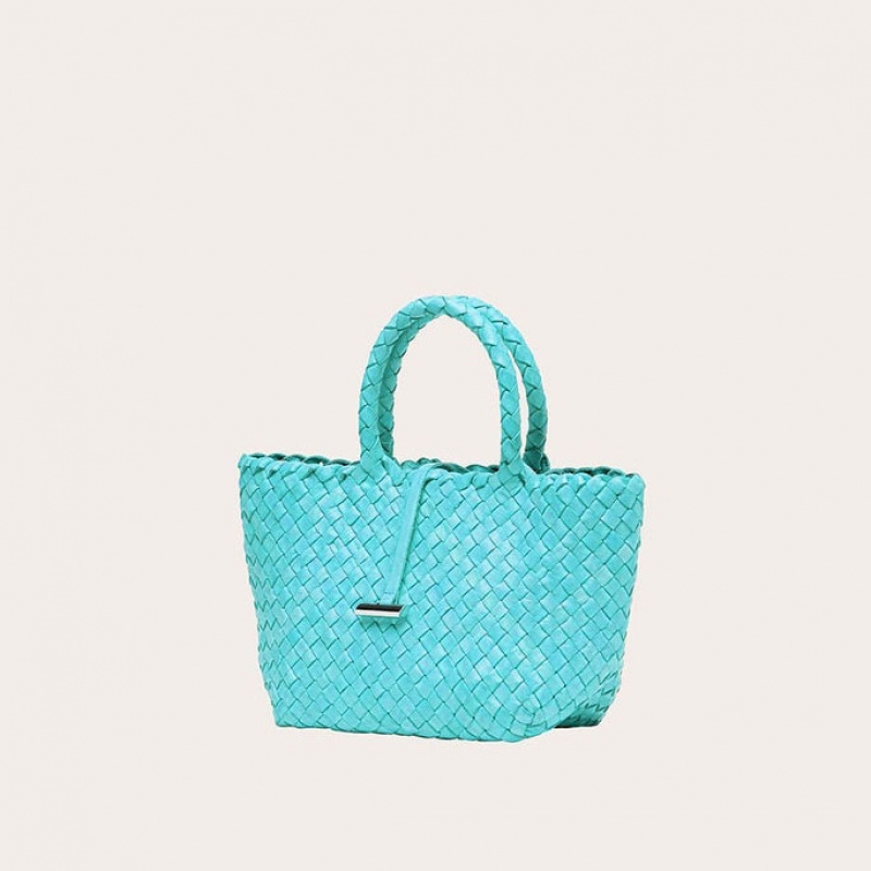 Little Liffner Mini Leather Basket Tote Dame Lyse Blå | 6347-DHFGJ