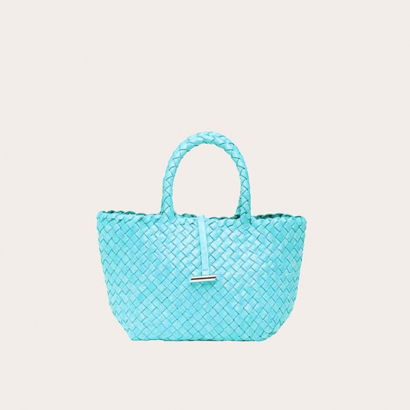 Little Liffner Mini Leather Basket Tote Dame Lyse Blå | 6347-DHFGJ