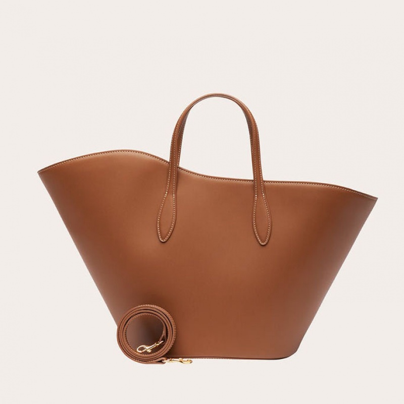 Little Liffner Open Tulip Medium Tote Dame Brune | 7185-VZNGQ