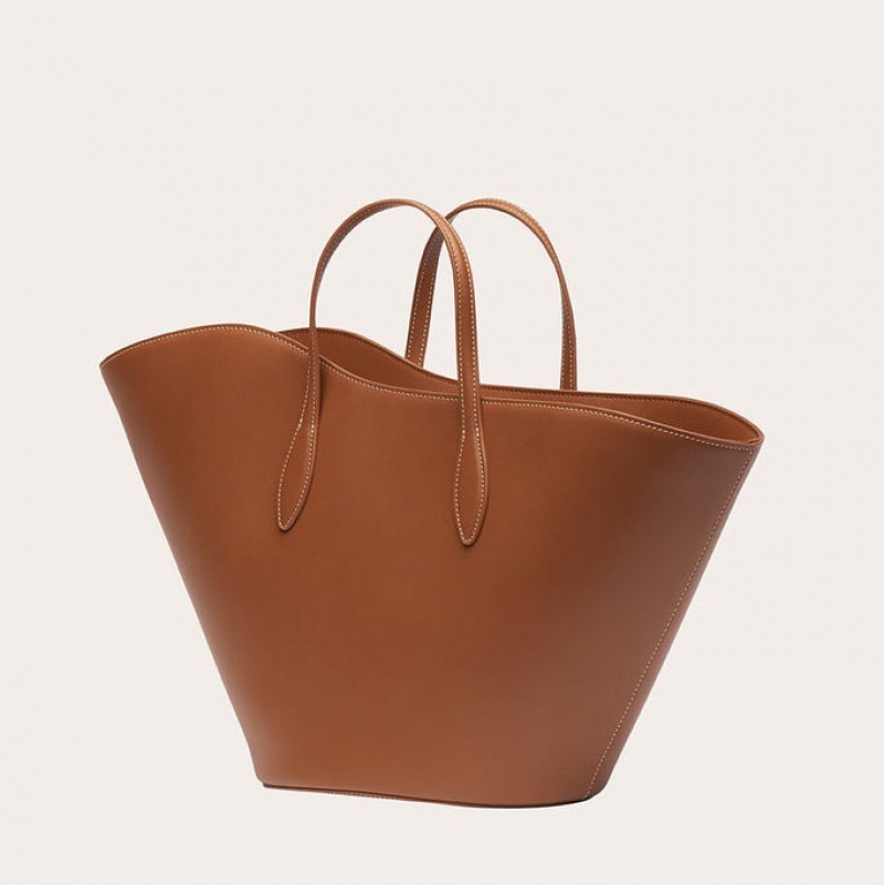 Little Liffner Open Tulip Medium Tote Dame Brune | 7185-VZNGQ