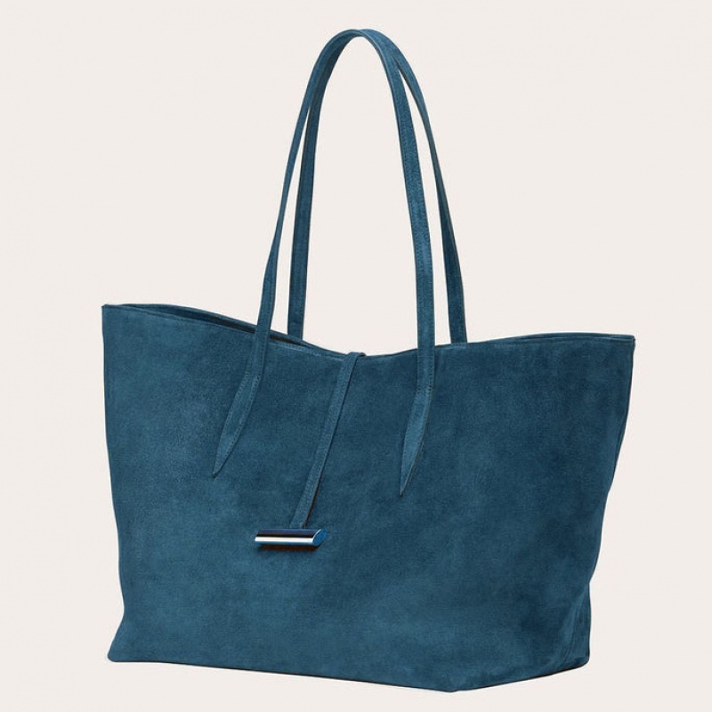 Little Liffner Penne Suede Tote Dame Blå | 7963-HVDKU