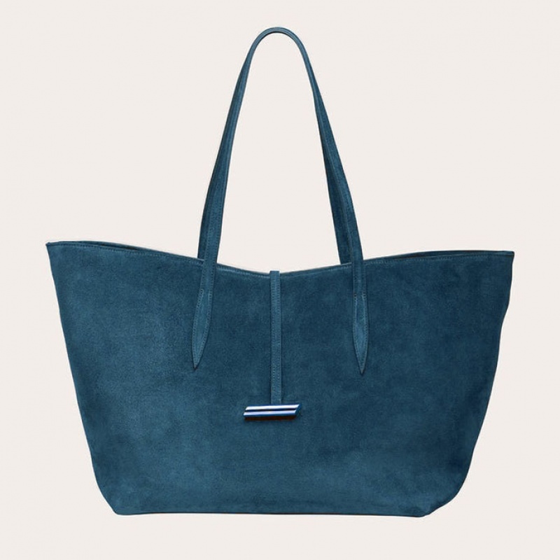 Little Liffner Penne Suede Tote Dame Blå | 7963-HVDKU