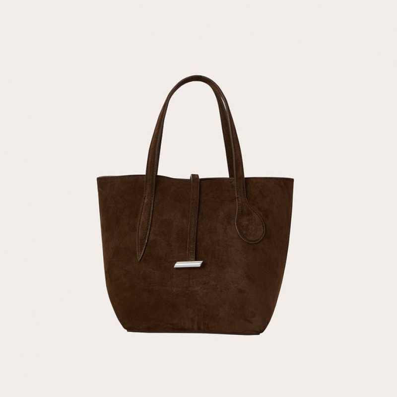 Little Liffner Sprout Mini Suede Tote Dame Mørke Brune | 3574-QJHTF