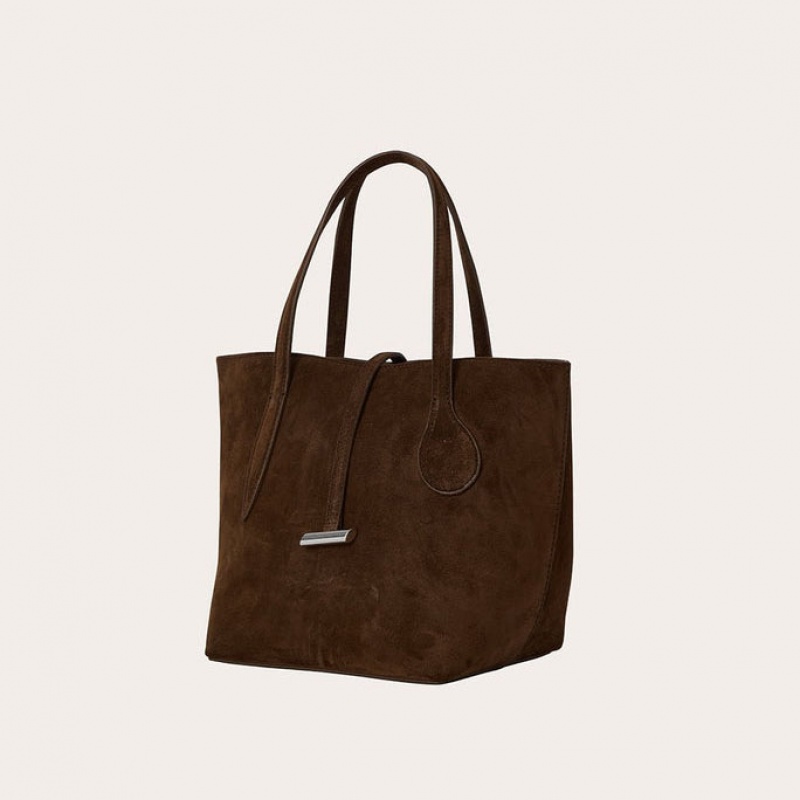 Little Liffner Sprout Mini Suede Tote Dame Mørke Brune | 3574-QJHTF