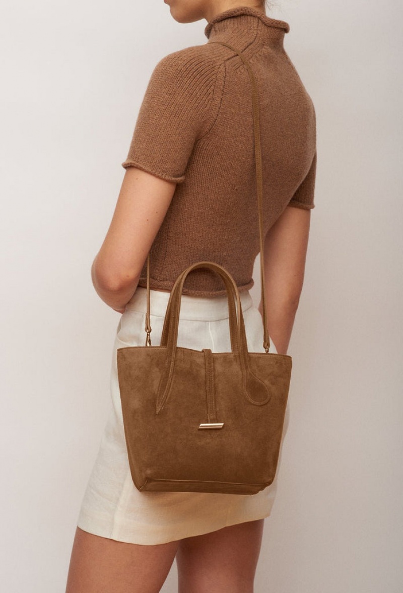 Little Liffner Sprout Mini Suede Tote Dame Brune | 9467-URODZ