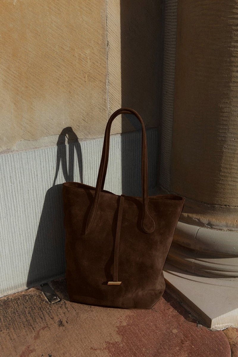 Little Liffner Tall Sprout Suede Tote Dame Mørke Brune | 1736-XZRTJ